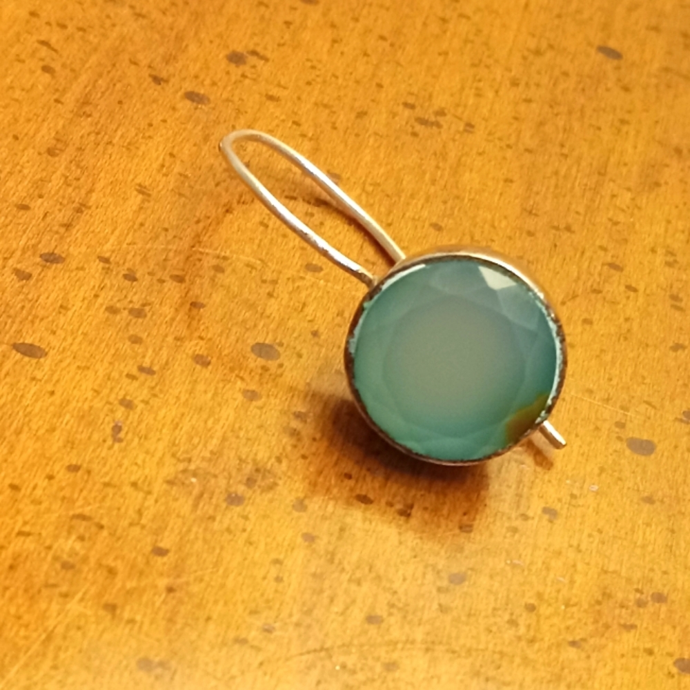 Silver Single Glass Stone Earring
